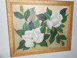 E. mcGowan Framed Magnolia Oil Painting