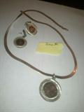 Sterling herringbone chain and "Coin style" Sterling Settings
sold as a set...