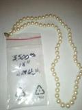 Real Pearl Necklace 18" total with 6 to 6.5 size uniform pearls