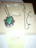 Sterling Pendant and Chain set with Large Turquoise stone