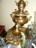 Large Brass Samovar with cups and waste bowl