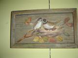 Pat Bracken, Painted on Pine
Panel and Framed. "Birds"
7" X 11" approx.