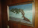 Oil on Board of Coastal Tree.
By PG Smith 1948.