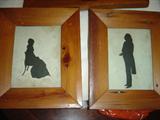 Antique Pair Silhouettes
in Pine Frames