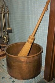 Large sopper cookpot and handmade broom