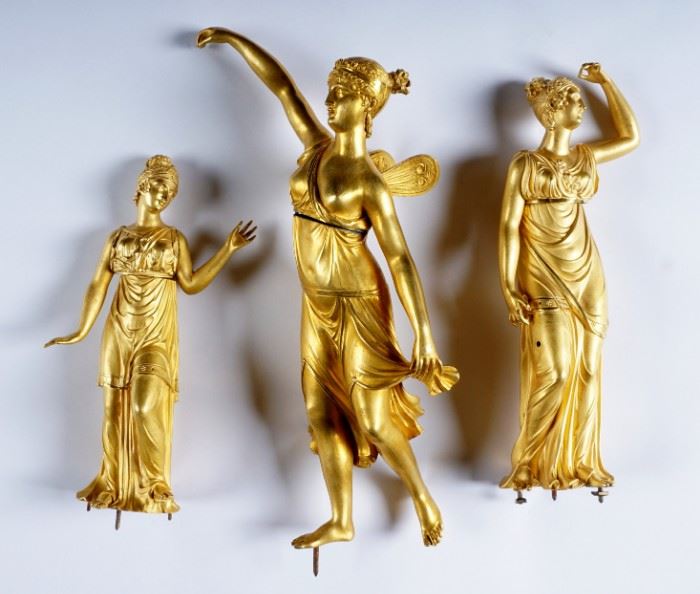 French Bronze Dore Figural Maidens