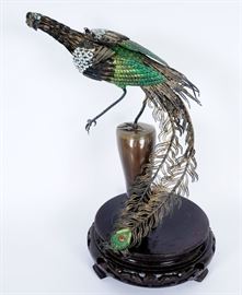 Chinese Enamel on Silver Peacock