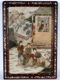 Chinese Painted Marble Wall Panel