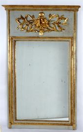French Gilt Decorated Trumeau Mirror
