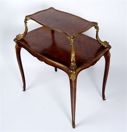 Manner of Linke Gilt Bronze Parquetry Tea Table 