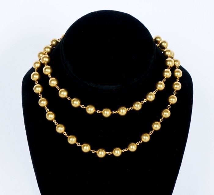 22k Yellow Gold Bead Necklace