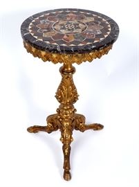 Italian Inlaid Specimen Marble Top Side Table