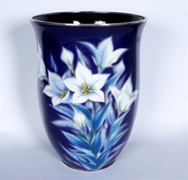 Large Ando Jubei  Silver & Cloisonne  Floral Vase