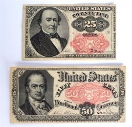 Two Piece Lot  U.S. Fractional Currency 