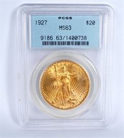 1927 Gold  $20. Double Eagle Coin MS63 PCGS