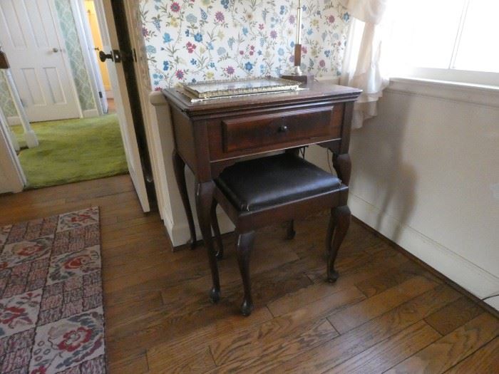 Antique Sewing Table & Bench