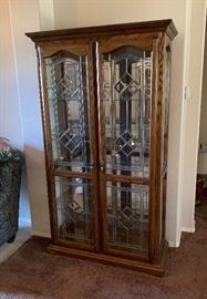 Oak Glass Door China Slender Cabinet Dimensions: (HxWxD in) 79x41x18in