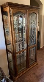 Oak Glass Door China Slender Cabinet Dimensions: (HxWxD in)	79x41x18in