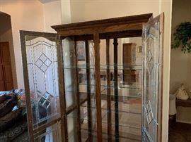 Oak Glass Door China Slender Cabinet Dimensions: (HxWxD in) 79x41x18in