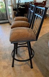 3 Iron Bar Stools Dimensions: (HxWxD in) 40x18x20in (26in seat height)