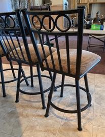 3 Iron Bar Stools Dimensions: (HxWxD in) 40x18x20in (26in seat height)