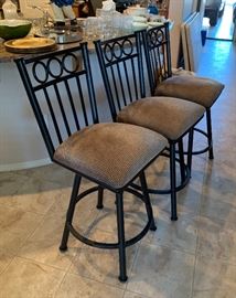 3 Iron Bar Stools Dimensions: (HxWxD in) 40x18x20in (26in seat height)