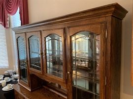 Oak Glass Door China Cabinet Dimensions: (HxWxD in) 79x72x18in