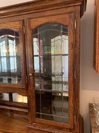 Oak Glass Door China Cabinet Dimensions: (HxWxD in) 79x72x18in