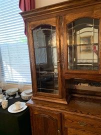 Oak Glass Door China Cabinet Dimensions: (HxWxD in) 79x72x18in