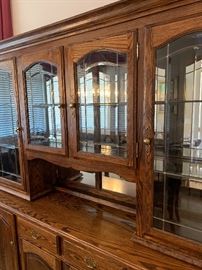 Oak Glass Door China Cabinet Dimensions: (HxWxD in) 79x72x18in
