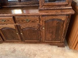 Oak Glass Door China Cabinet Dimensions: (HxWxD in) 79x72x18in