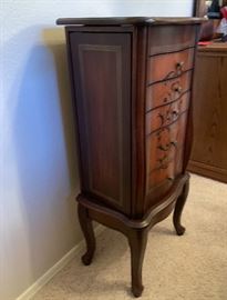 Cherry Wood Jewelry Cabinet Dimensions: (HxWxD in) 39.5x18x14in
