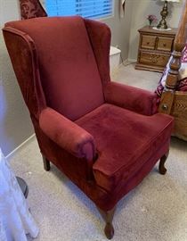 Burgundy Red Wingback Accent Chair Dimensions: (HxWxD in) 39x30x33in