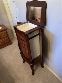 Cherry Wood Jewelry Cabinet Dimensions: (HxWxD in) 39.5x18x14in