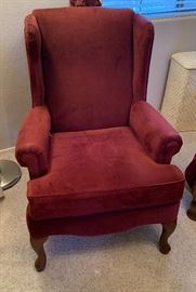 Burgundy Red Wingback Accent Chair Dimensions: (HxWxD in) 39x30x33in