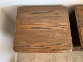 2 Brass Adorned Oak Nightstands PAIR Dimensions: (HxWxD in) 29x24x21in