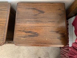 2 Brass Adorned Oak Nightstands PAIR Dimensions: (HxWxD in) 29x24x21in