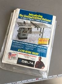 Delta 36-825 Unisaw 10in Tilting Arbor Saw Norm Abram The New Yankee Workshop Limited Edition Dimensions: (HxWxD in) 36x83x44in