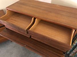 Kipp Stewart Mid Century Modern for Calvin Furniture Co. Walnut/Rosewood Drop Front Gentlemen's  Dresser Dimensions: (HxWxD in) 41.5x38x17in