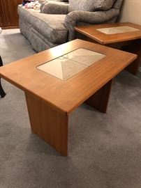 2 Gangso Denmark Teak/Tile Top End Tables PAIR Danish Modern Dimensions: (HxWxD in)	19x19x27in