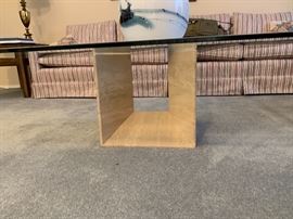 Stone Base Glass Top Coffee Table 