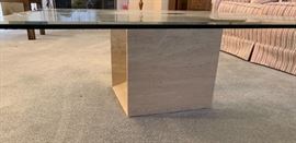 Stone Base Glass Top Coffee Table 