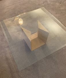 Stone Base Glass Top Coffee Table 