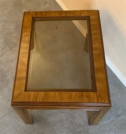 Walnut/Glass End Table Vintage Single 