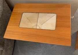2 Gangso Denmark Teak/Tile Top End Tables PAIR Danish Modern 19x19x27in