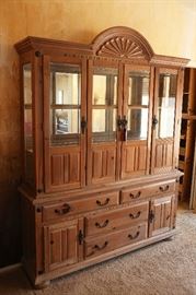 Grand Canyon SFC Whitewash Pine China Cabinet Display Case 87x68x16.5 HxWxD