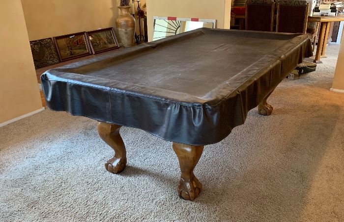 7ft Oak Claw Foot Pool/Billiard Table BLUE Felt (PRICED WITH Professional MOVING) 31.5x 49.5x89in HxWxD