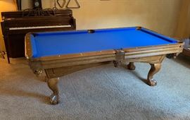7ft Oak Claw Foot Pool/Billiard Table BLUE Felt (PRICED WITH Professional MOVING) 31.5x 49.5x89in HxWxD