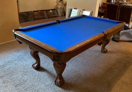 7ft Oak Claw Foot Pool/Billiard Table BLUE Felt (PRICED WITH Professional MOVING) 31.5x 49.5x89in HxWxD