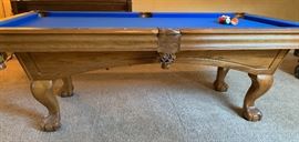 7ft Oak Claw Foot Pool/Billiard Table BLUE Felt (PRICED WITH Professional MOVING) 31.5x 49.5x89in HxWxD